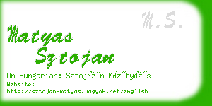 matyas sztojan business card